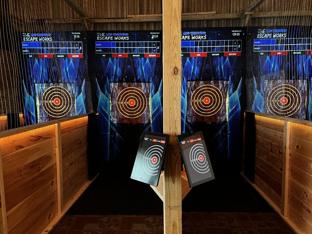 4 Axe Throwing lanes at The Escape Works