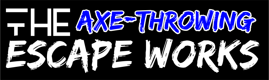 Logo of The Escape Works featuring axe throwing activities and entertainment